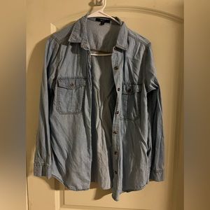 Light blue denim button down shirt